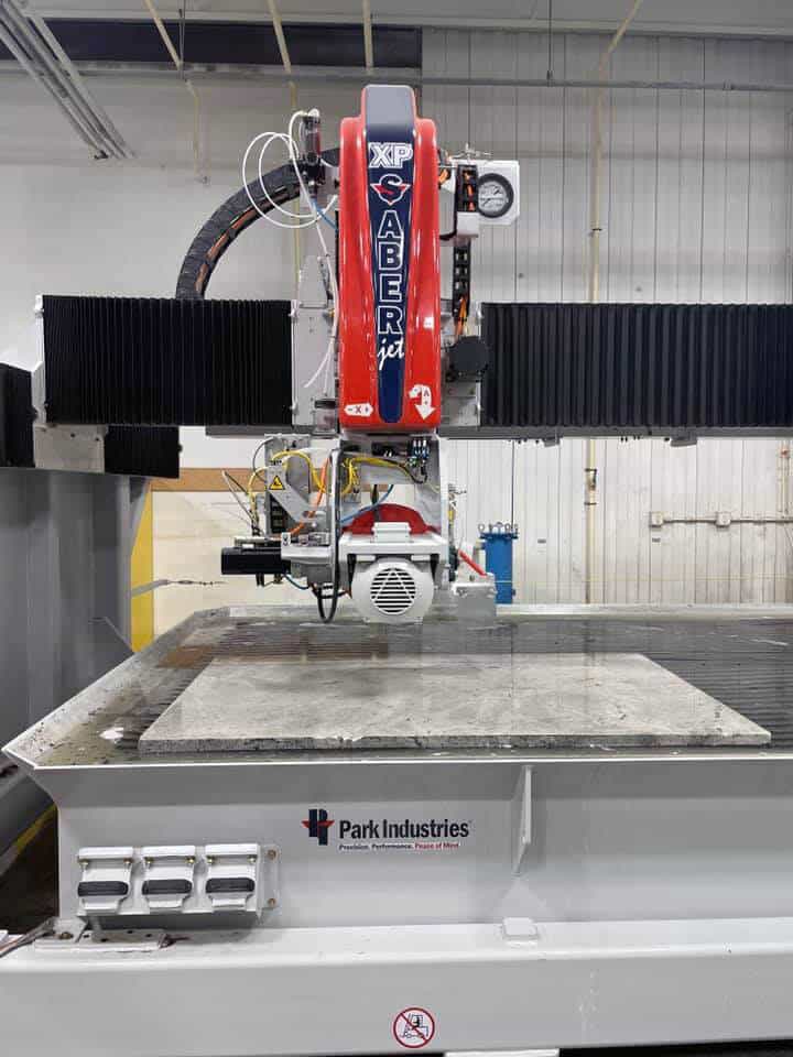 SABERjet XP CNC Saw And Waterjet Machine At Carolina Custom Surfaces Park Industries Stone Fabrication Machinery Case Study 2 