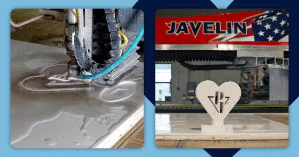 Waterjetting a heart out of Quartz with CNC Sawjet for Valentine's Day